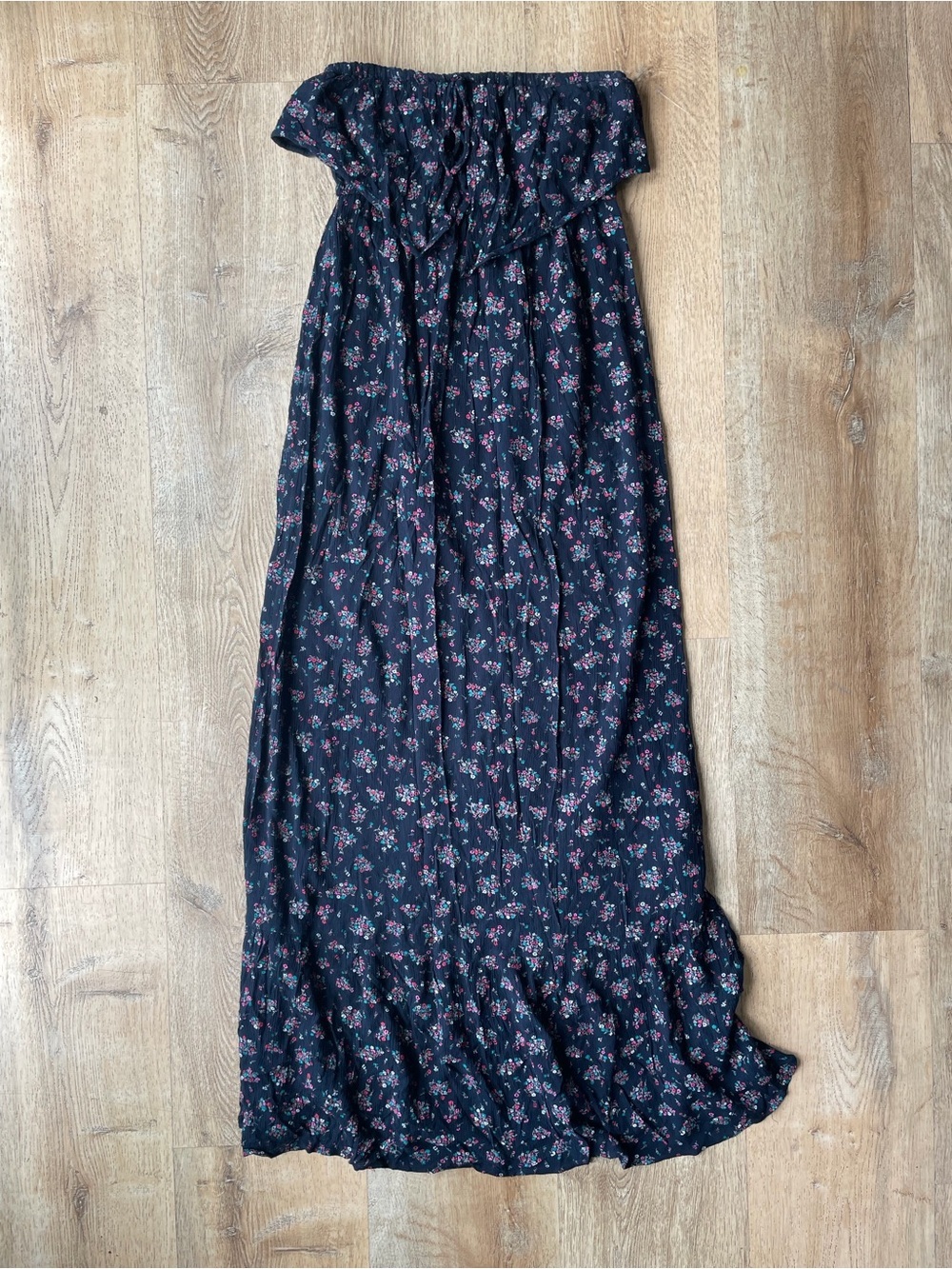 Roxy blue floral maxi dress size small boho coastal